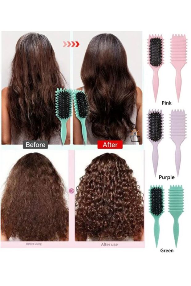 SİHİRLİ BUKLE TARAĞI - BUKLE BELİRGİNLEŞTİRİCİ TARAK- KIVIRCIK SAÇ FIRÇASI- MÜKEMMEL BUKLELER- MOR - 4