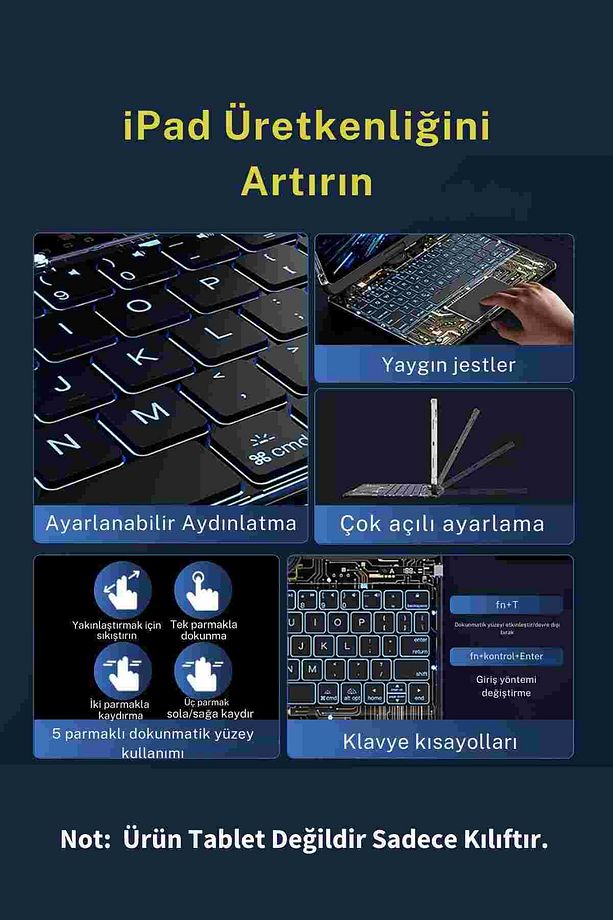 iPad Air 13 2024 Uyumlu Fuchsia Dönebilen Transparan Görünümlü Bluetoothlu Klavyeli Tablet Kılıfı - 3