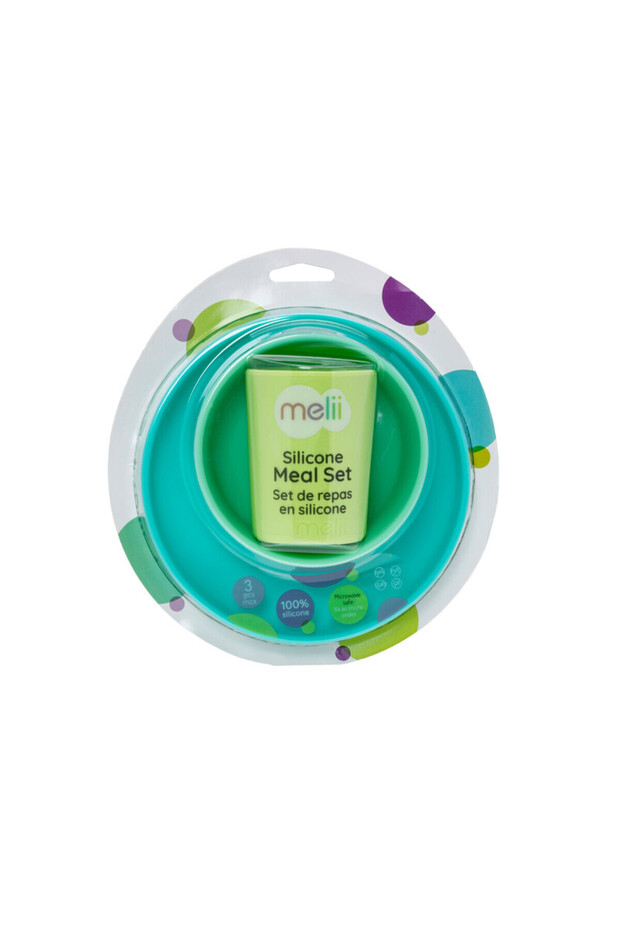 3 Piece Silicone Feeding Set - Blue, Lime, Mint