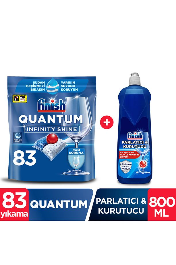 Quantum Infinity Shine 83 Kapsül Bulaşık Makinesi Deterjanı Tableti + Parlatıcı & Kurutucu 800 ml - 1