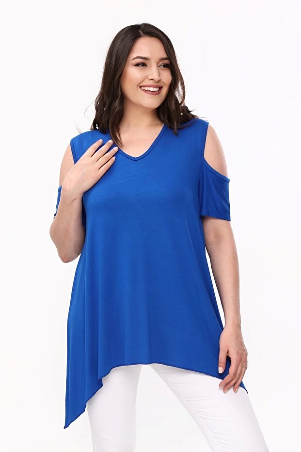 Bluză asimetrică cu umeri - 5