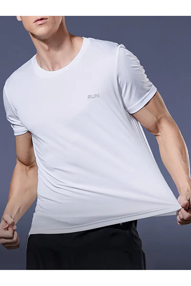 Run Printed Athletic Technical Performance Sports T-Shirt with Quick Dry Feature