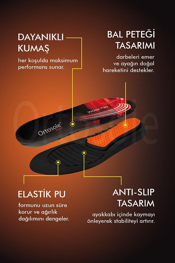 OS201 | Yumuşak Jel Destekli, Anti Yorgunluk, Konfor, İş Ayakkabıları ve Botlar için İç Tabanlık - 4