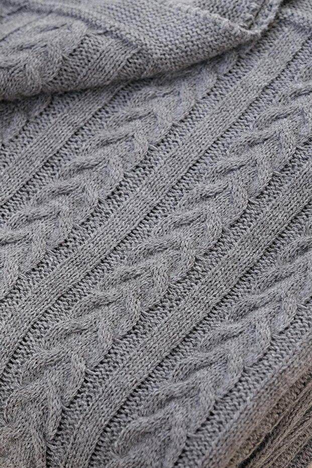 Mathilda Örgü Yumuşak Yatak Örtüsü ve Evde Kullanılabilir Hafif Battaniye - 4