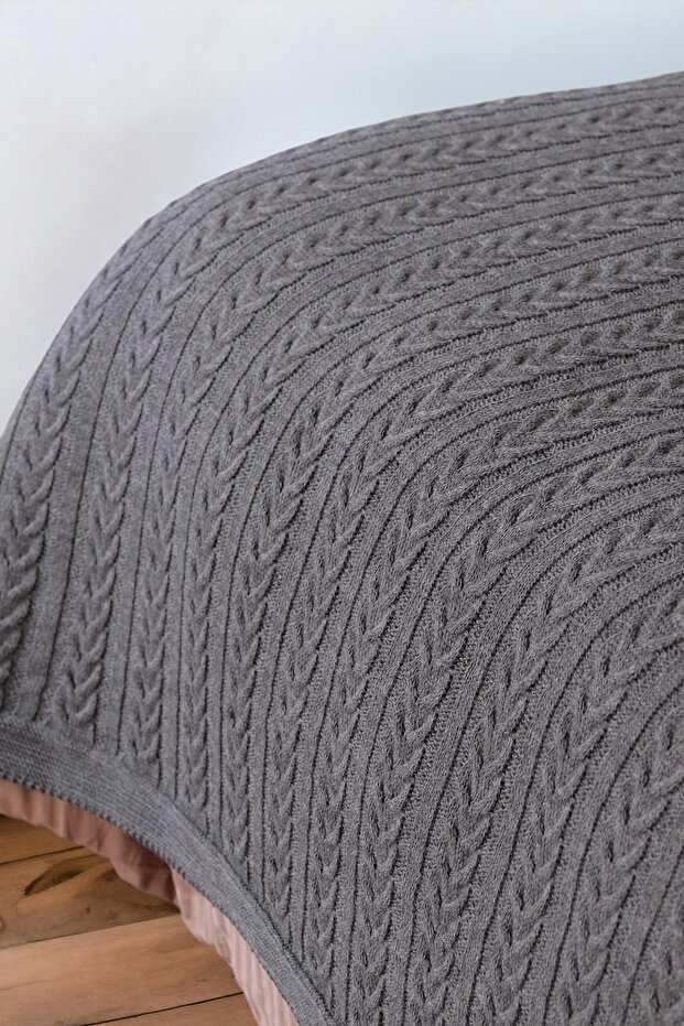 Mathilda Örgü Yumuşak Yatak Örtüsü ve Evde Kullanılabilir Hafif Battaniye - 2