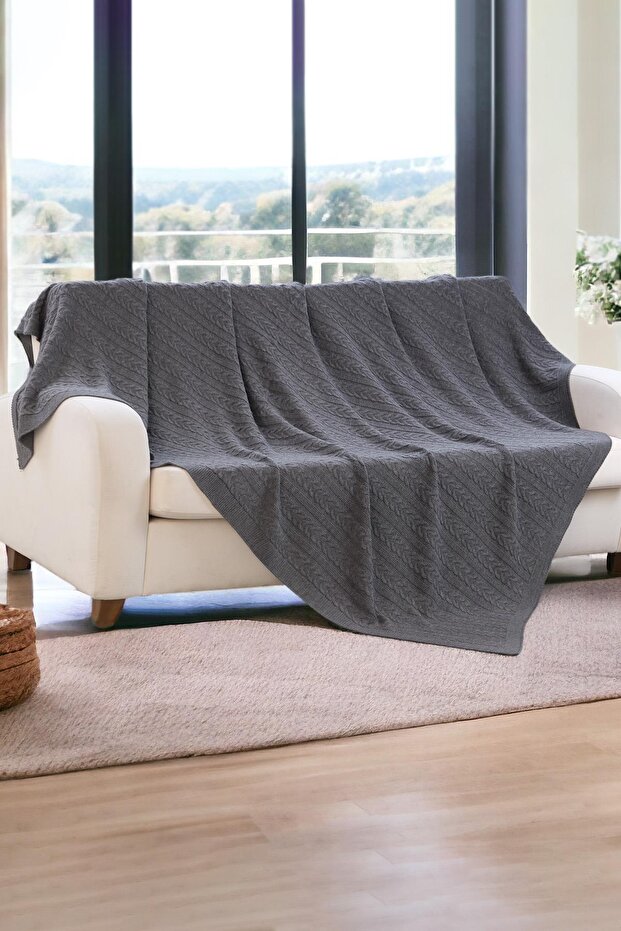 Mathilda Örgü Yumuşak Yatak Örtüsü ve Evde Kullanılabilir Hafif Battaniye - 5