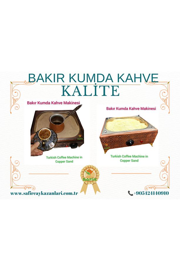 Bakır Kumda Kahve Makinesi Orta Boy 35x28 Cm Bakır Kumda Kahve Közde Kahve - 5