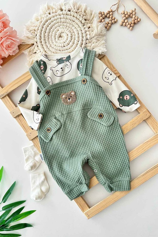 Ayıcıl Patterned Baby Boy Suit - Mint