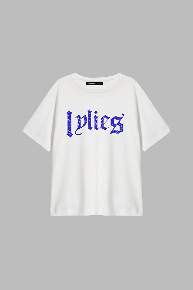 Lylie Printed Relaxed Fit White Women's Tshirt