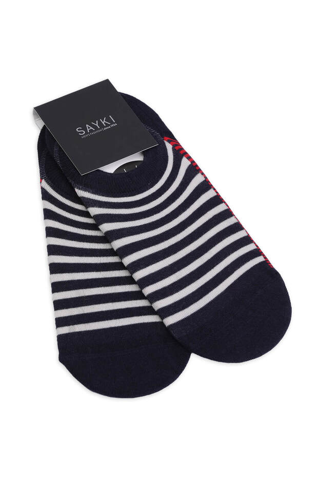 Red Patterned Cotton Double Ballerina Socks - 1