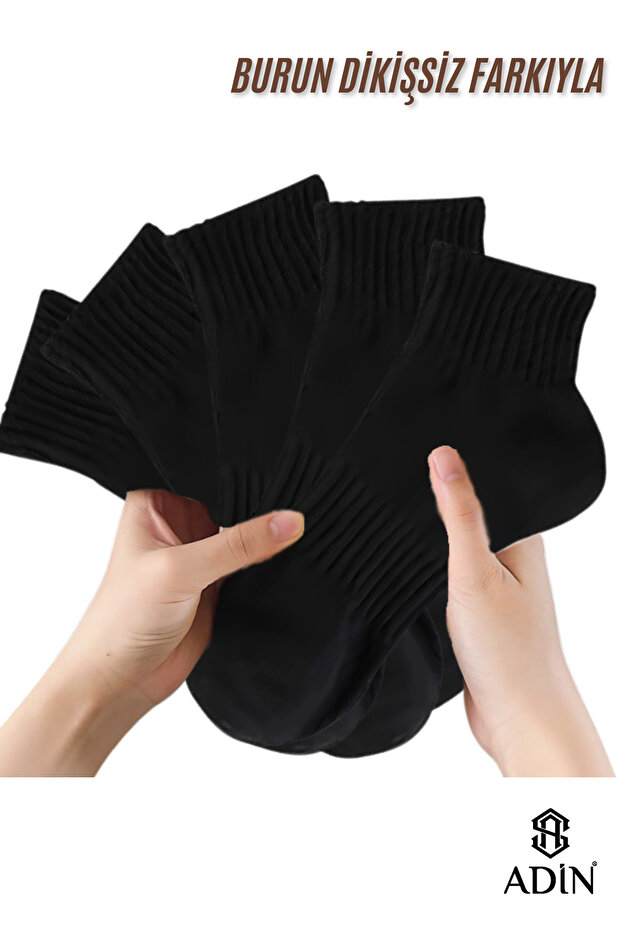 4 Pairs Seamless Elastic Economical Half Conch Towel Black Winter Women's Socks