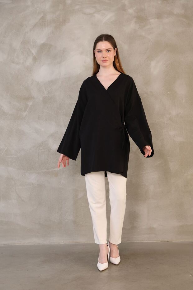 Side Tie Atlas Tunic-Black