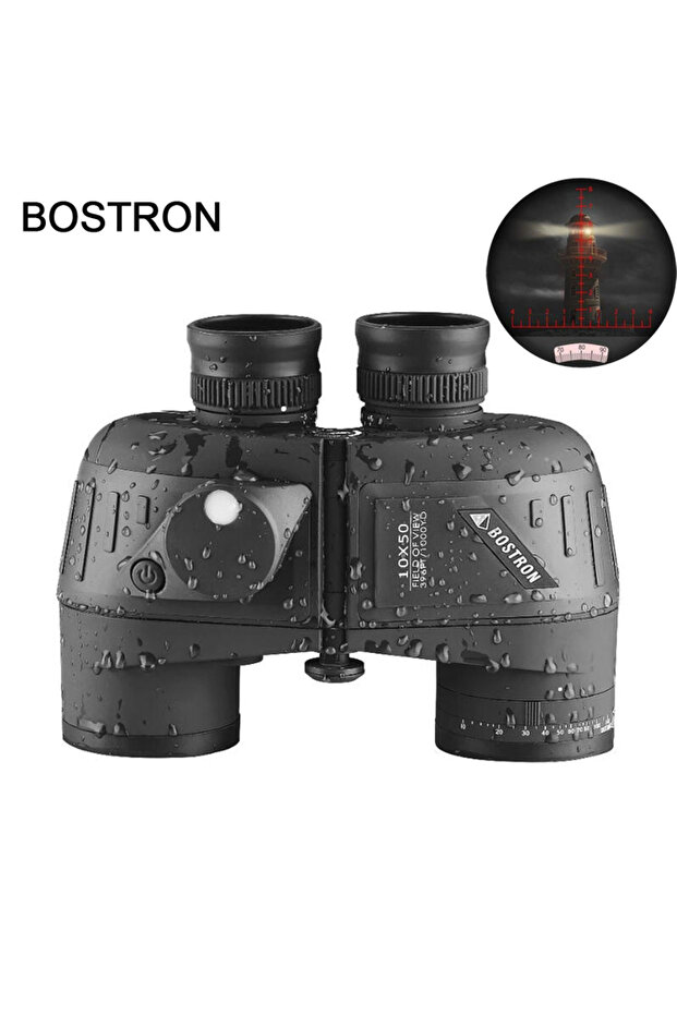 Black1050 Binoculars 10x50 Marine Telescope Adults Waterproof With Rangefinder Compass BAK4 Prism .