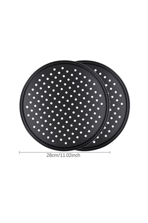 28cm 2pcs Carbon Steel Perforated Pizza Pan Non Stick Ro UndOven Tray With Holes Cooking Plate Dishe