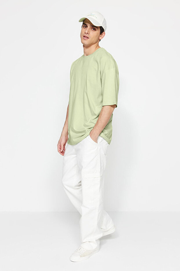 Mint Oversize/Geniş Kesim %100 Pamuk Kısa Kollu Basic T-Shirt TMNSS22TS0318 - 5