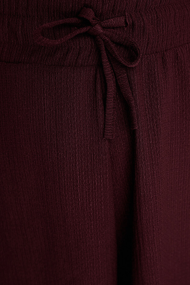 Bordo Rahat Kesim Normal Bel Bürümcük/Dokulu Örme Şort TWOSS22SR0212 - 5