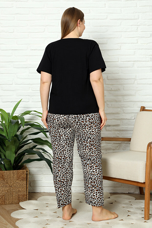 Zestaw piżamowy z nadrukiem w panterkę, 3 części, dzianinowy - Tbbss25Ai00092 - 4
