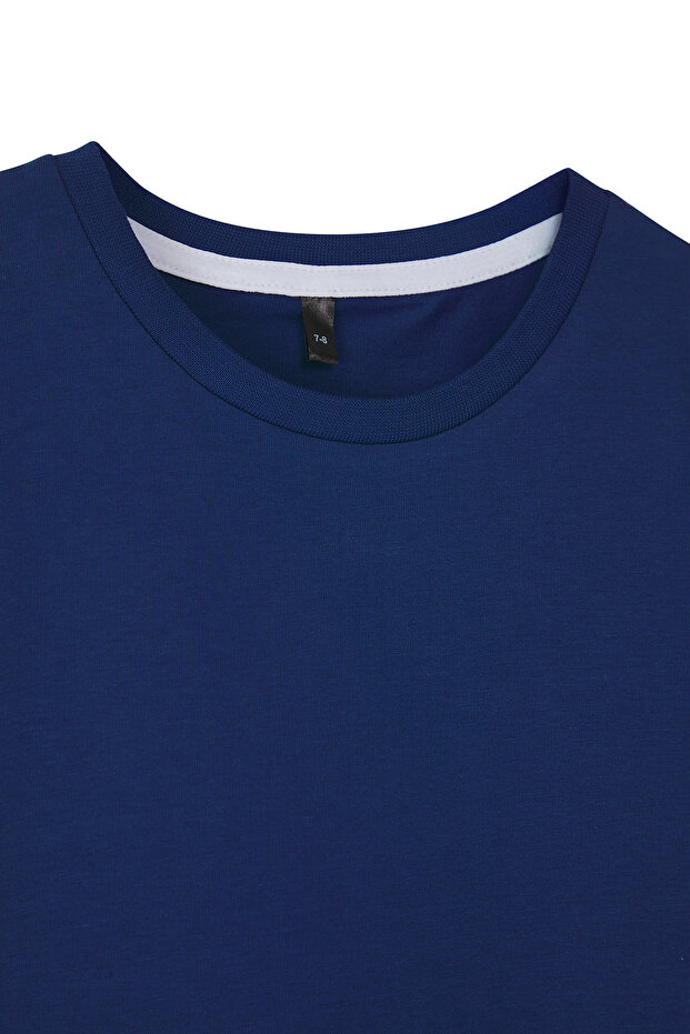 Bej-Lacivert-Antrasit 3'lü Erkek Çocuk %100 Pamuk Basic Kısa Kol Örme T-Shirt TKDSS25TS00021 - 3