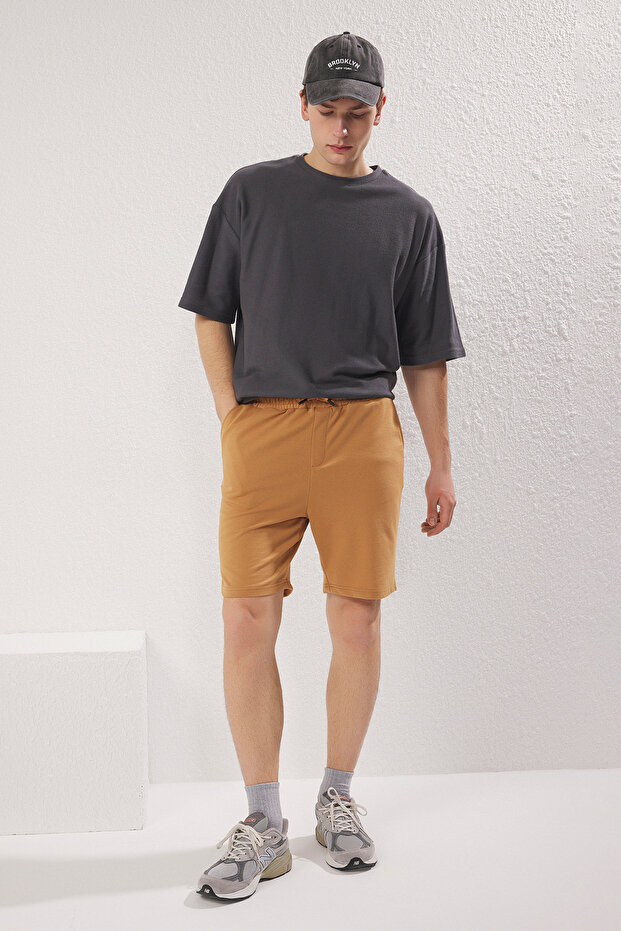 Camel Basic Regular Orta Boy/Normal Kesim Düz Şort TMNSS20SR0068 - 3