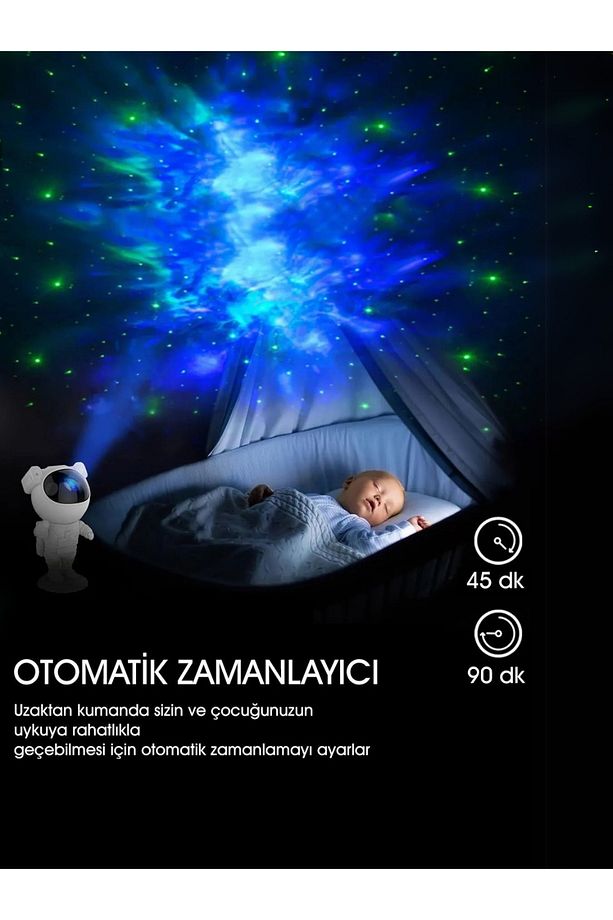 Astronot Projektör Led Işık Lazer Galaxy 360 Yıldız Projeksiyon Aurora Bulutsusu Çocuk Gece Lambası - 4