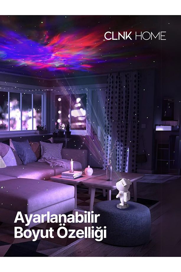 Astronot Projektör Led Işık Lazer Galaxy 360 Yıldız Projeksiyon Aurora Bulutsusu Çocuk Gece Lambası - 2