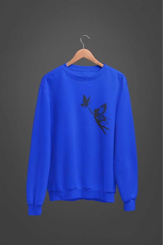 Women'S/Girls Long Sleeve Fairy Transfer Printed Crew Neck Sweatshirt