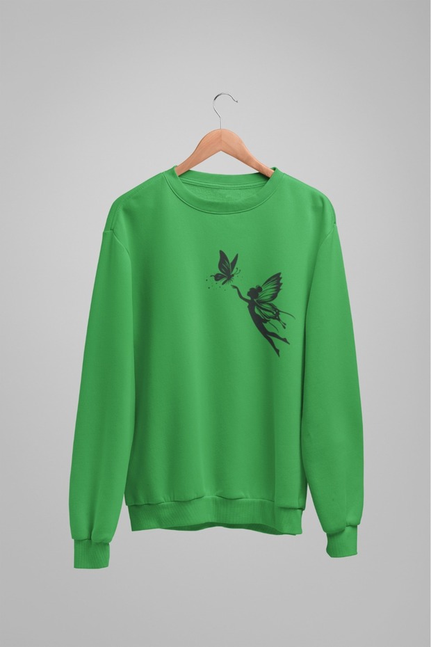 Women'S/Girls Long Sleeve Fairy Transfer Printed Crew Neck Sweatshirt