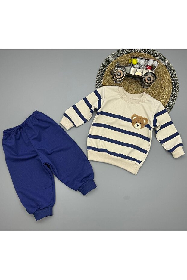 Baby Boys and Children's Striped Bear Bottom Top Double Set