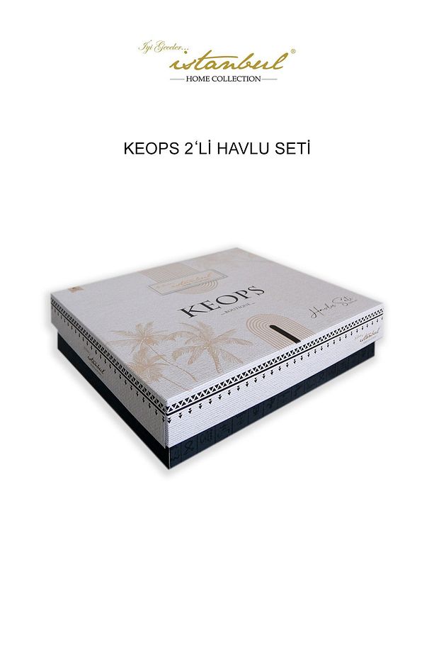 Keops %100 Pamuklu Nakışlı Püsküllü  2'li Kutulu Havlu Seti - 3