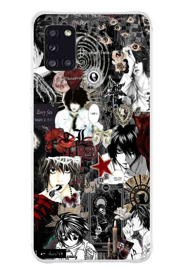 Galaxy A31 Compatible Death Note Collage Design Transparent Silicone Case