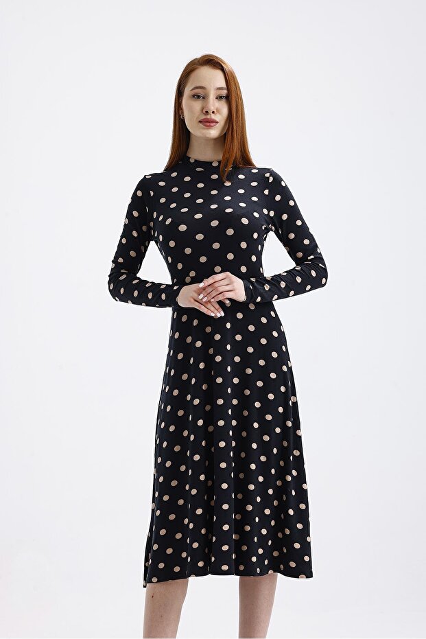 Patterned Viscon Dress-Point