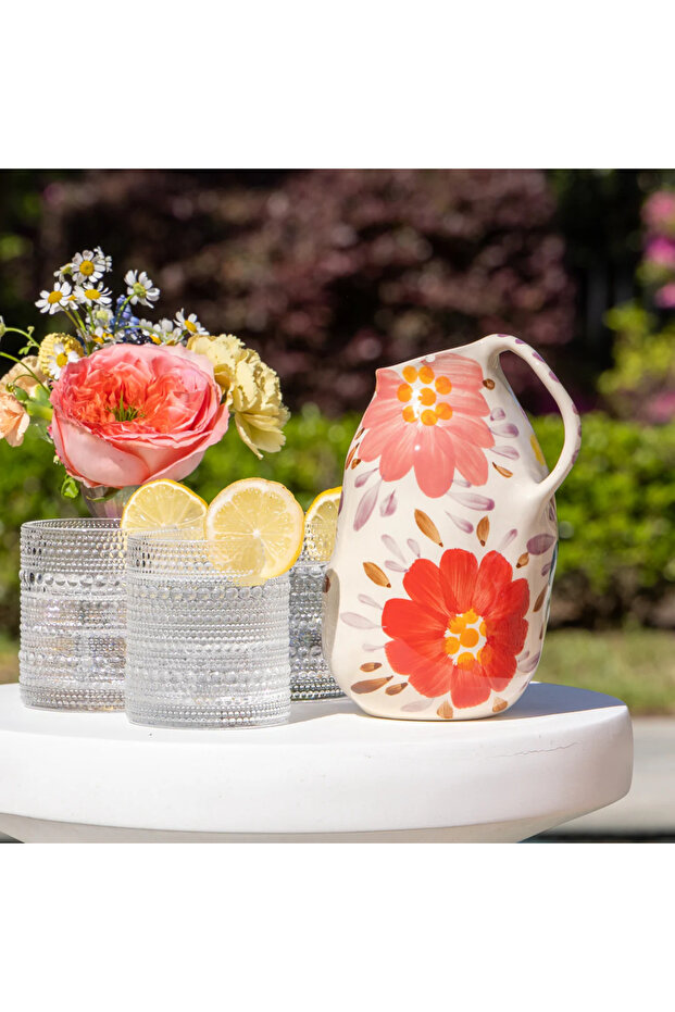 El Boyaması Çiçekli Sürahi - 3