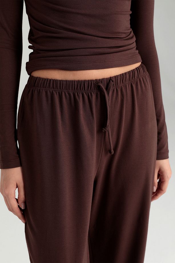Ultra Soft Bağcıklı Pantolon Kahverengi - 5