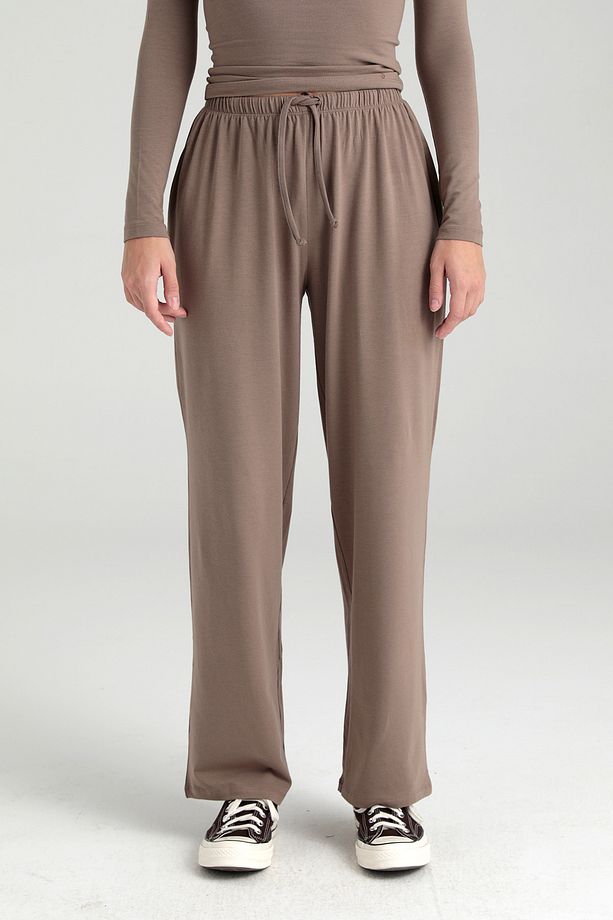 Ultra Soft Bağcıklı Pantolon Vizon - 4