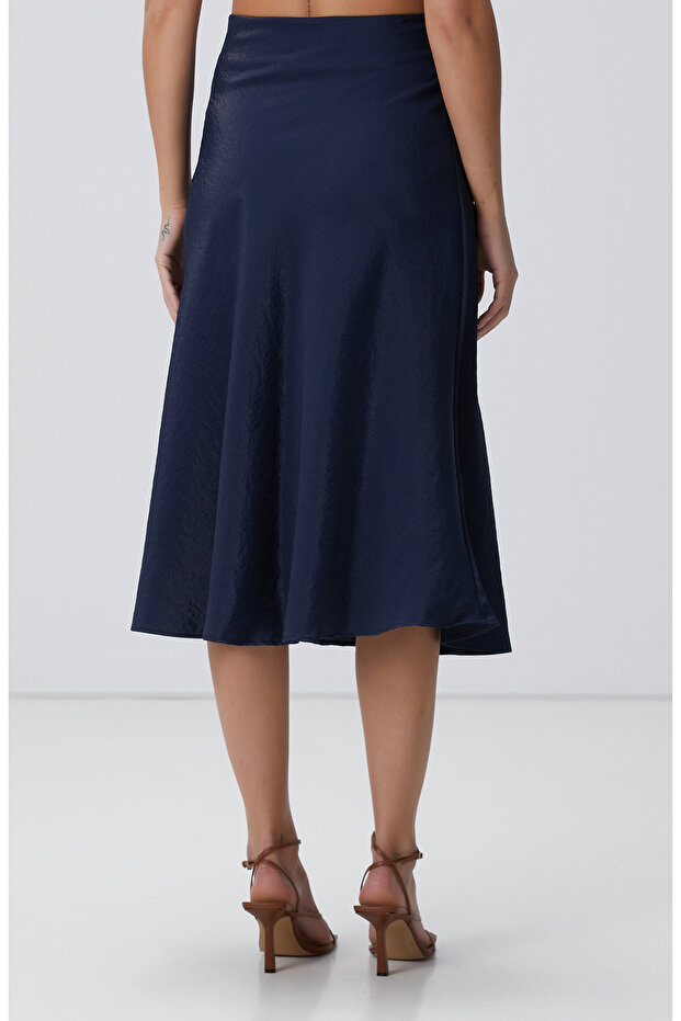 Lacivert Midi Etek - 4