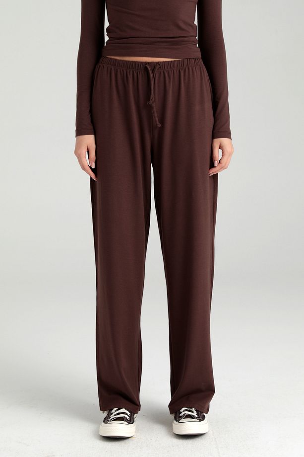 Ultra Soft Bağcıklı Pantolon Kahverengi - 4