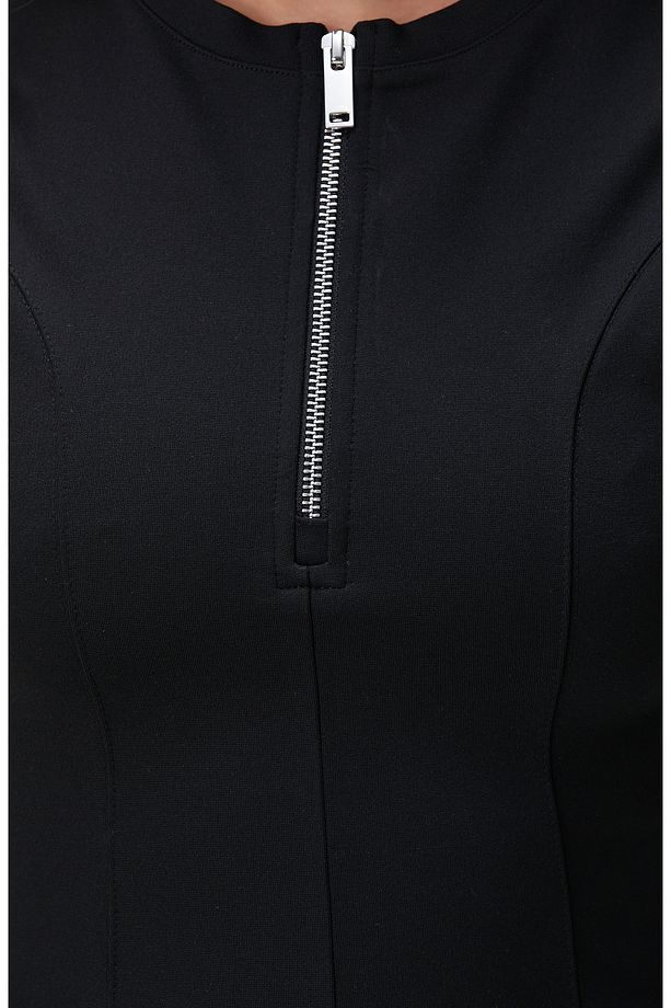 N-Tech Siyah Mini Örme Elbise - 7