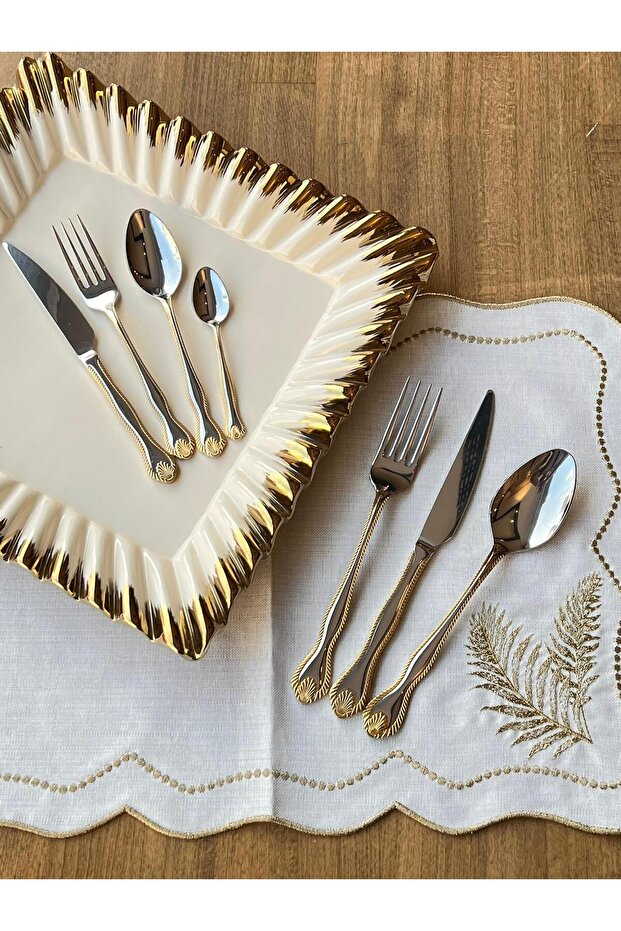 Breeze 24k Decorated 42 Piece Cutlery Set for 6 People
