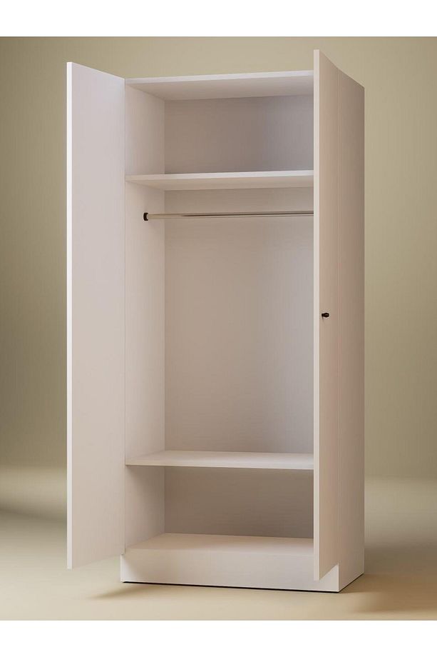 2 Kapaklı Tek Kişilik Gardırop, %100 MDF Sonoma/Beyaz - 5