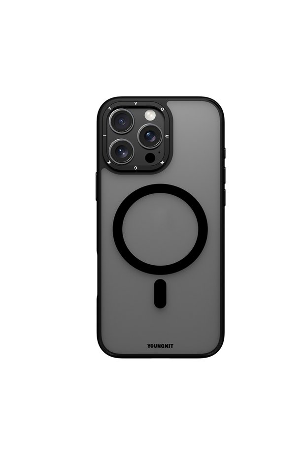 iPhone 16 Pro Case Magsafe Compatible Glass Back Surface Tpu Youngkit Gemstone Series Cover Black