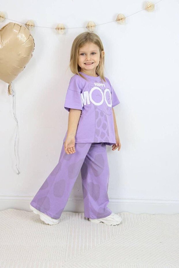 Girl's Loose Pants Happy Mod Printed Suit