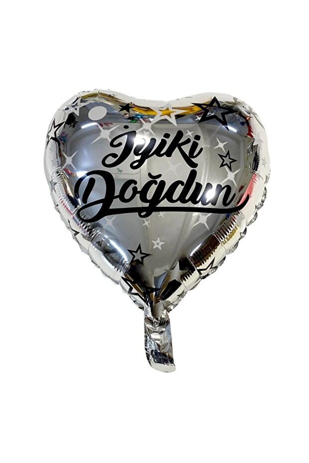 Happy Birthday Silver Heart Foil Balloon 1 Piece