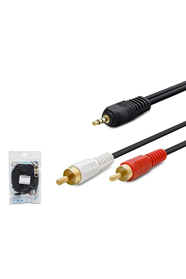 3.5mm. Aux to 2Rca Audio Cable Yellow Tip 1.5 m Hd4022A Hdx1024