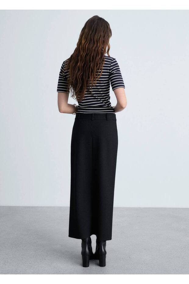 Pamuklu çizgili tişört - 4