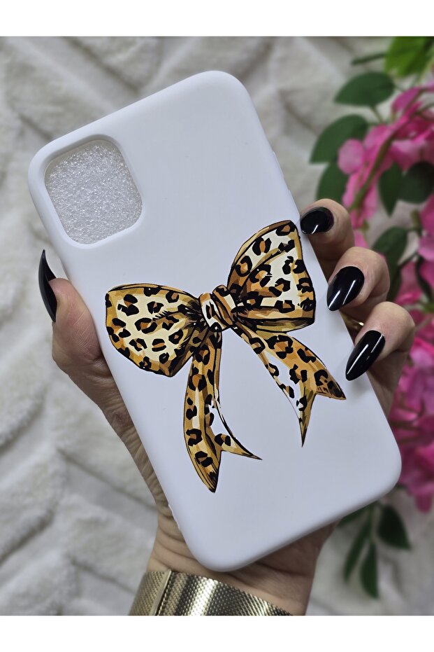 حافظة هاتف مخملية من الداخل بنمط فيونكة الفهد متوافقة مع آيفون 11 - 2