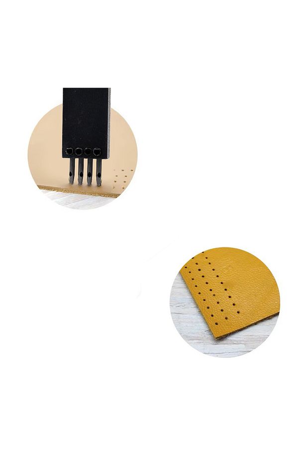 Deri Hobi Çoklu Vurma Zımba, El Dikiş Deliği Açmak İçin Deri El Aleti ( 4 mm 4 lü ) - 4