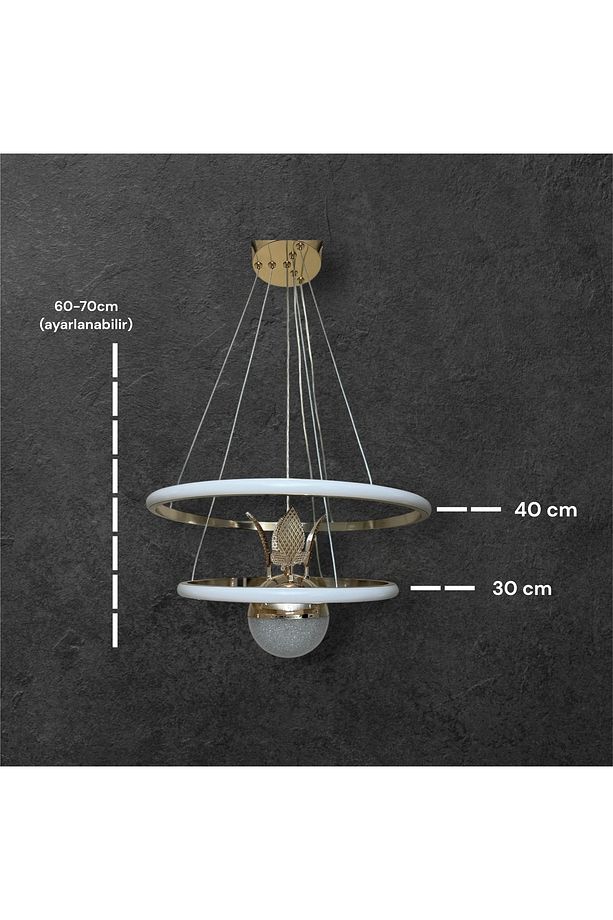 2002 2 Li Halka Sarı 3 Renk Led Avize - 4