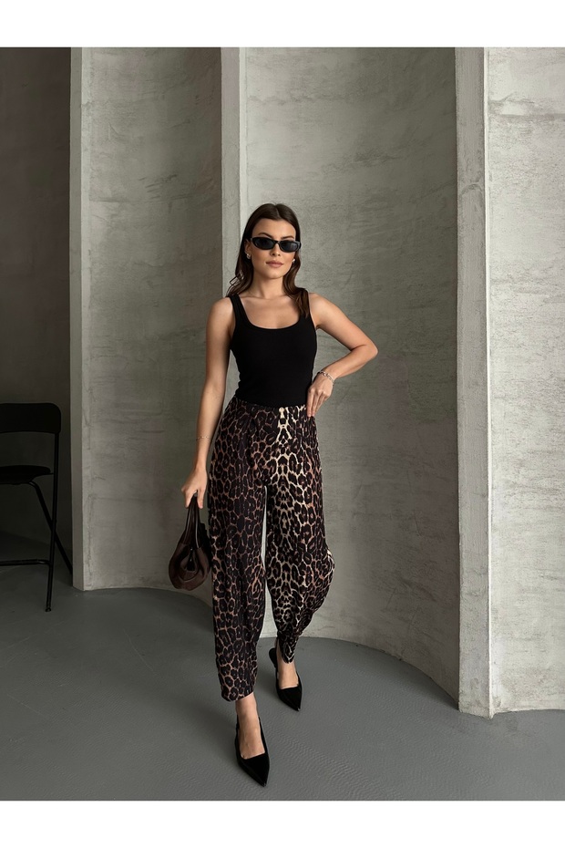 ليوبارد نمط السراويل الفضفاضة نموذج بالون - 6