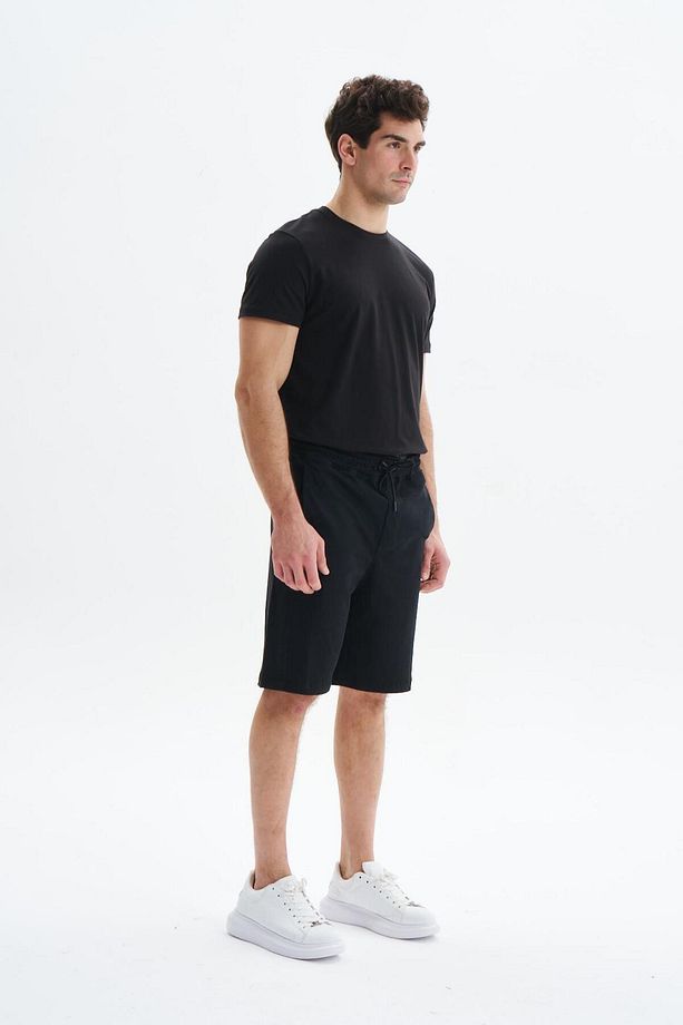 Erkek Siyah Regular Fit Basic Süprem % 100 Pamuk Cepli Şort Y29504279002 - 4