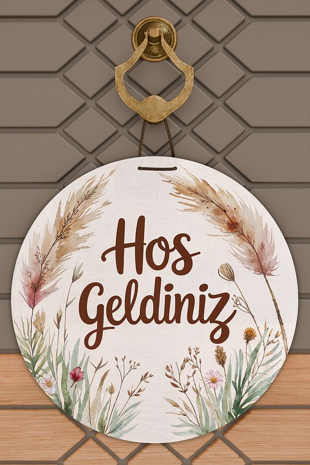 Modern Dijital Baskı Ahşap Renkli Doğal Bohem Kapı Süsü - 1
